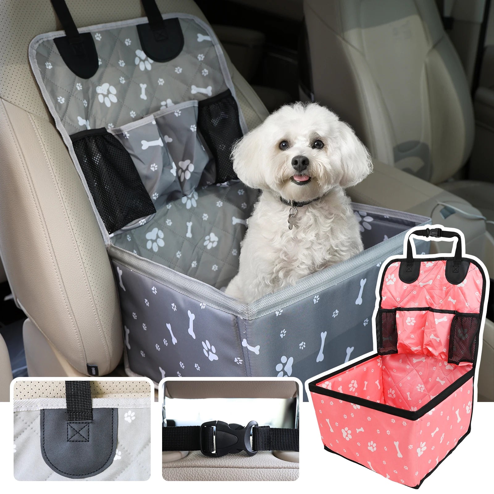 Portable Dog Car Booster Seat – Safety Travel Pet Basket for Small & Medium Dogs